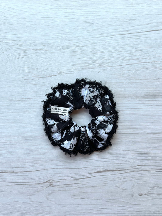 Nocturne / 01 — Hand-Crocheted Scrunchie in Ink Black