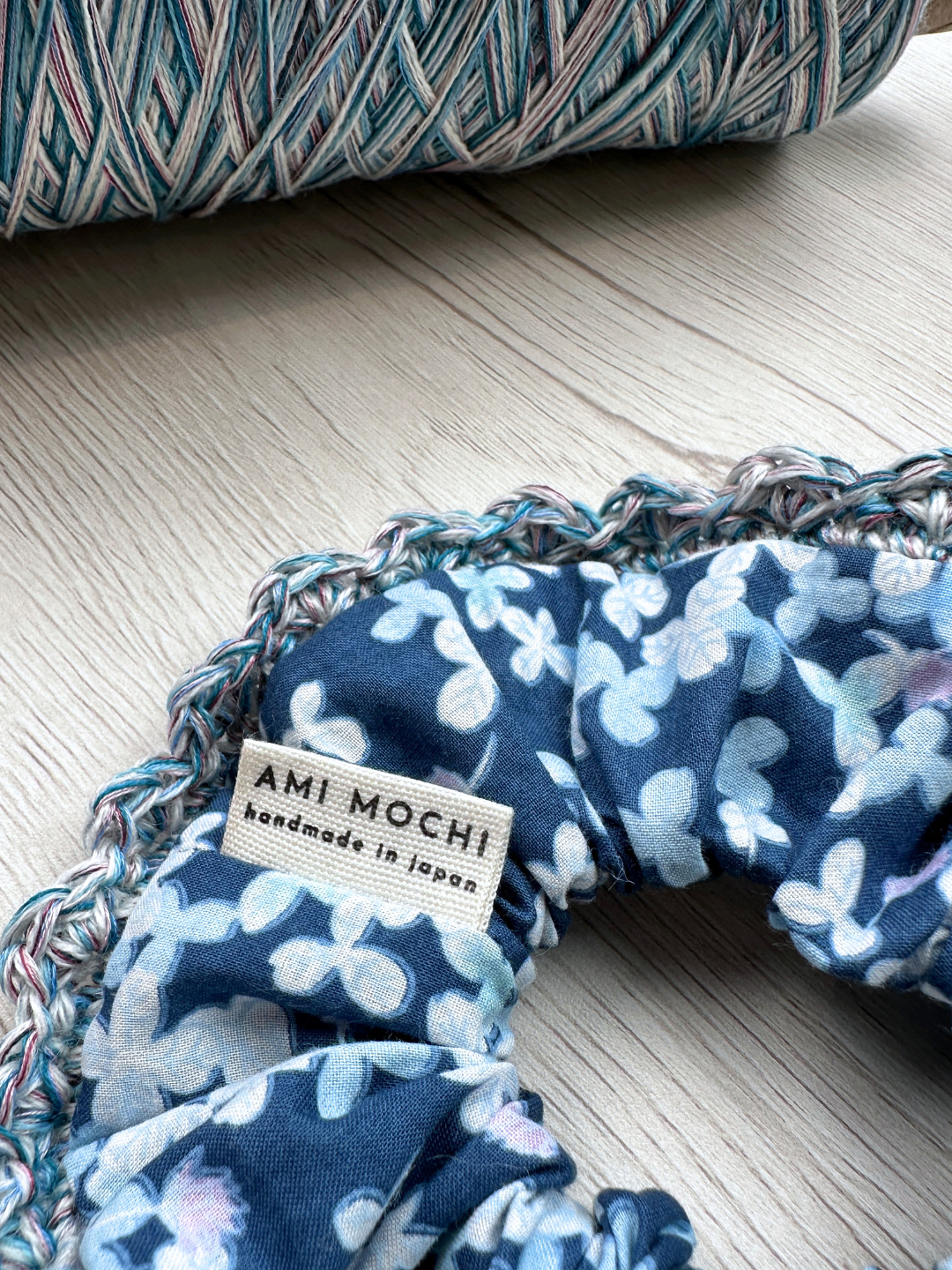 Blue Romance / 01 — Hand-Crocheted Scrunchie in Hydrangea Blue