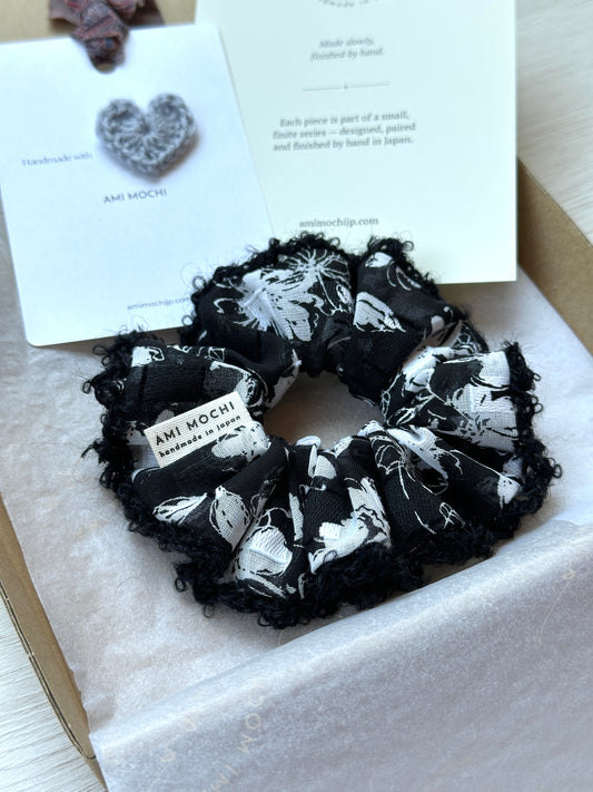 Nocturne / 01 — Hand-Crocheted Scrunchie in Ink Black