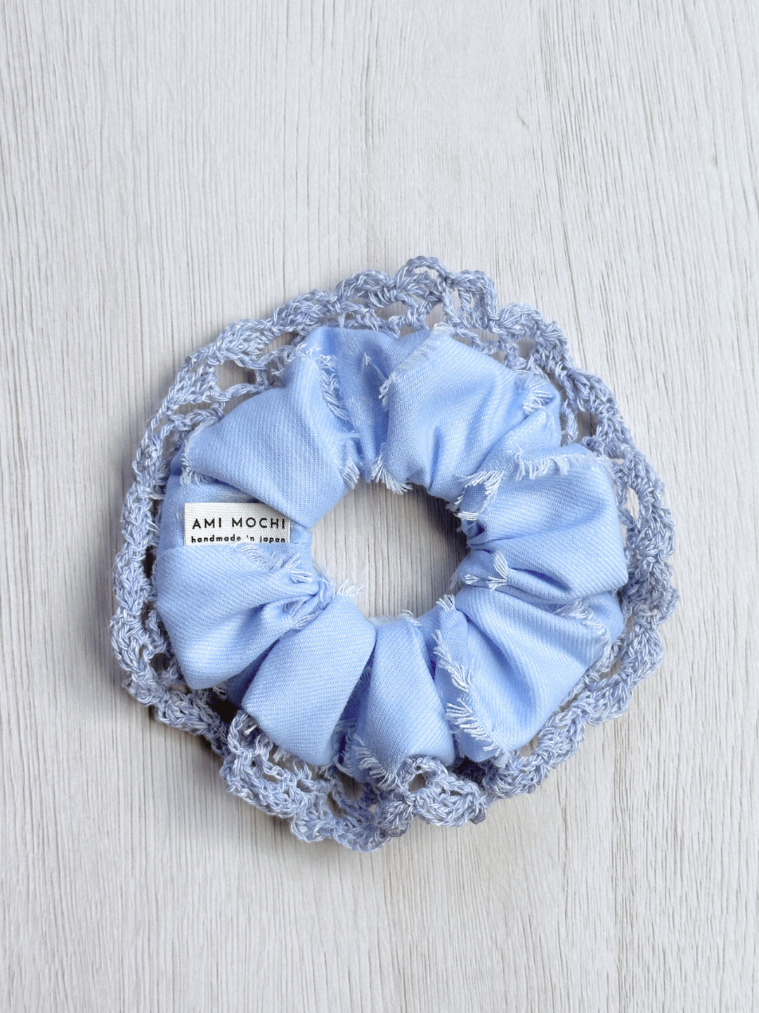Blue Romance / 02 — Hand-Crocheted Scrunchie in Sky Blue