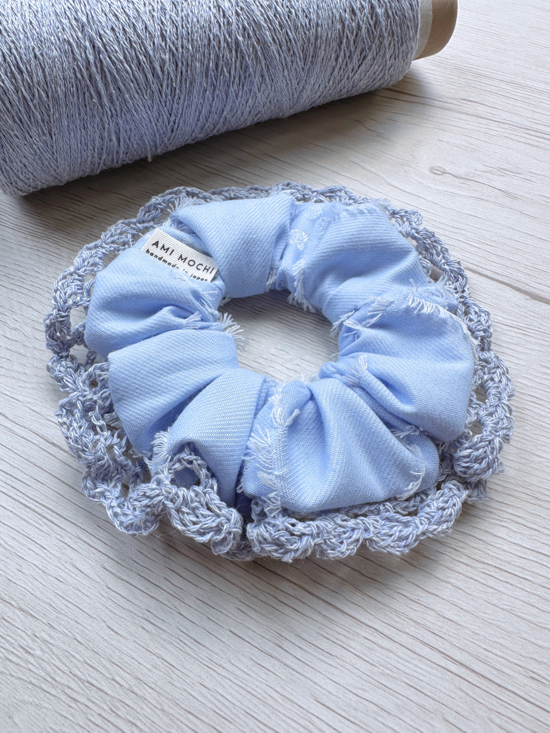 Blue Romance / 02 — Hand-Crocheted Scrunchie in Sky Blue