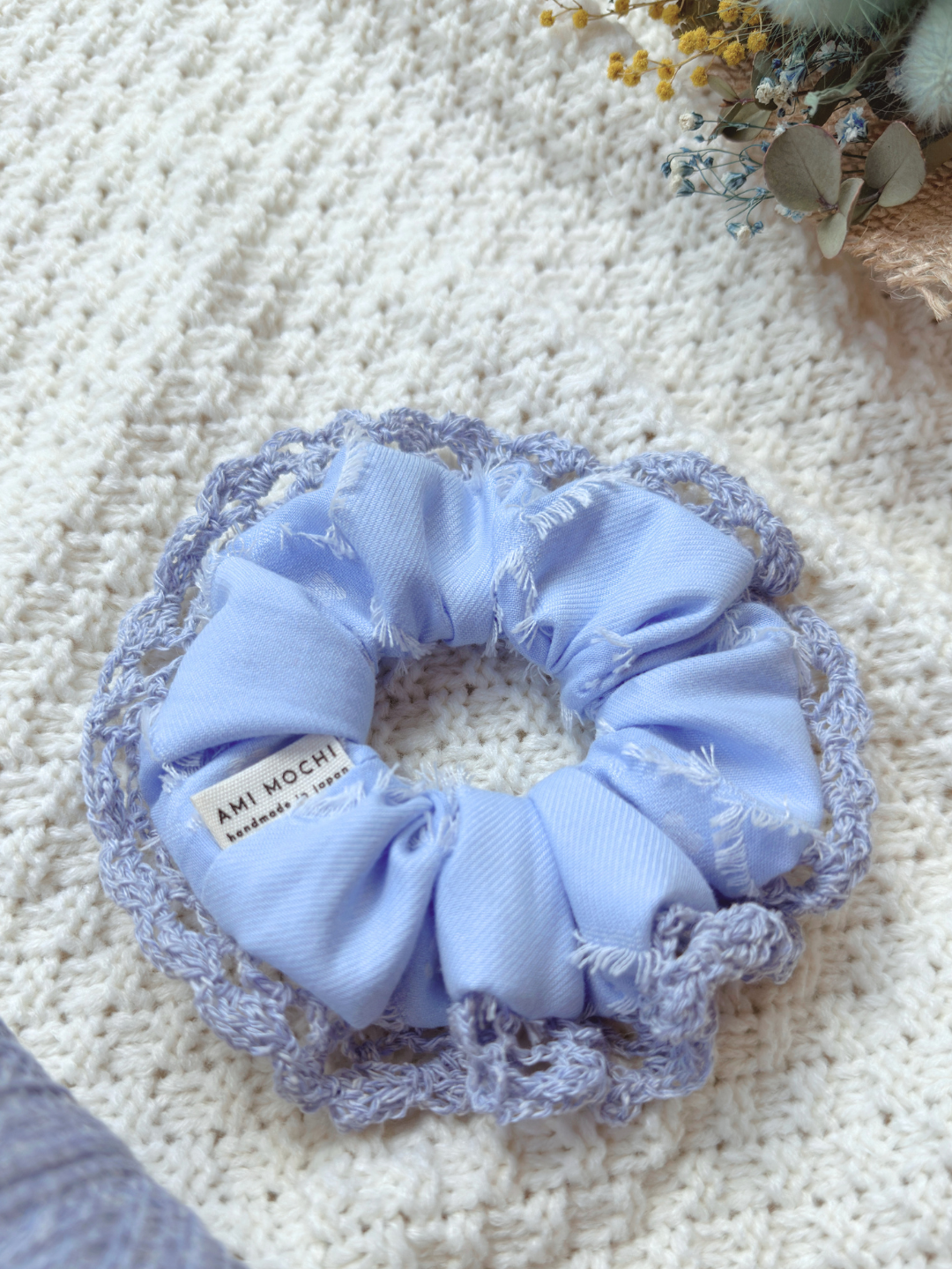Blue Romance / 02 — Hand-Crocheted Scrunchie in Sky Blue